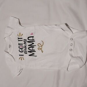 I got it from my mama carter’s one piece size 6-9 M new without tag never worn